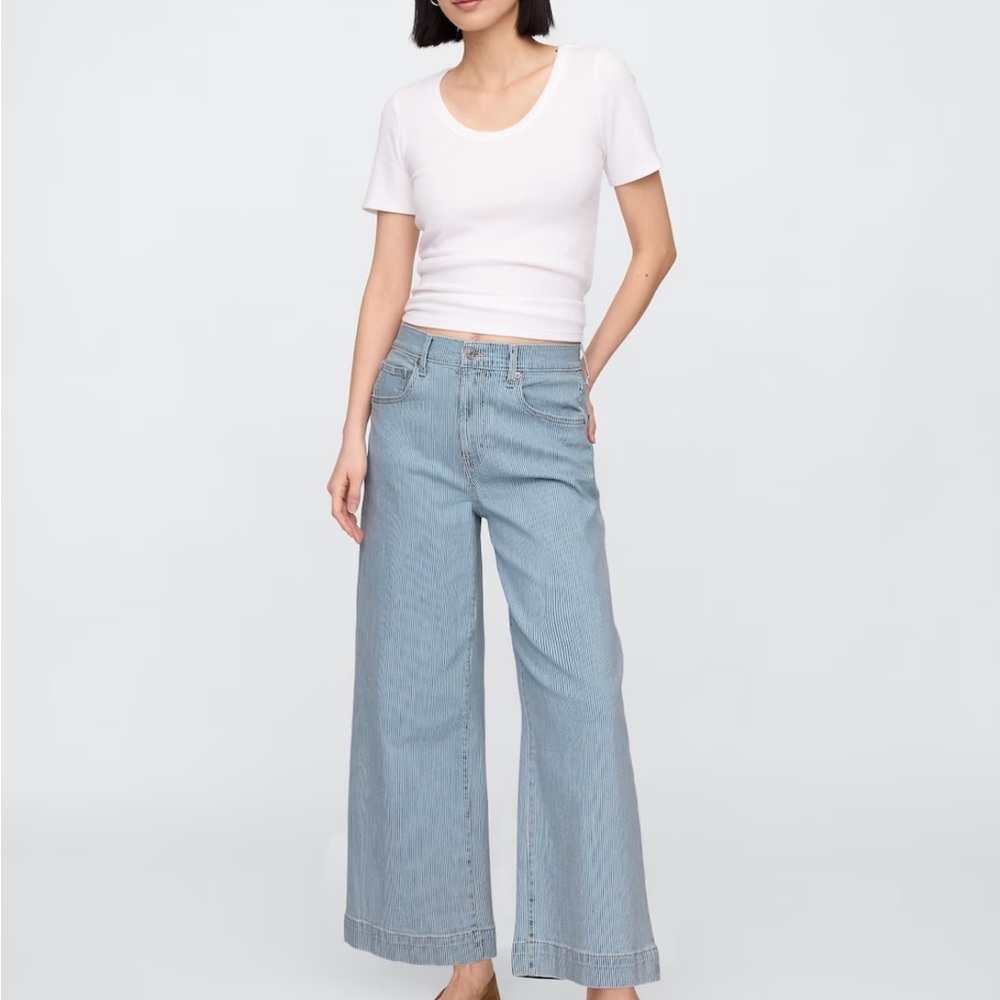 NWOT Gap wide leg ankle Jean railroad stripe